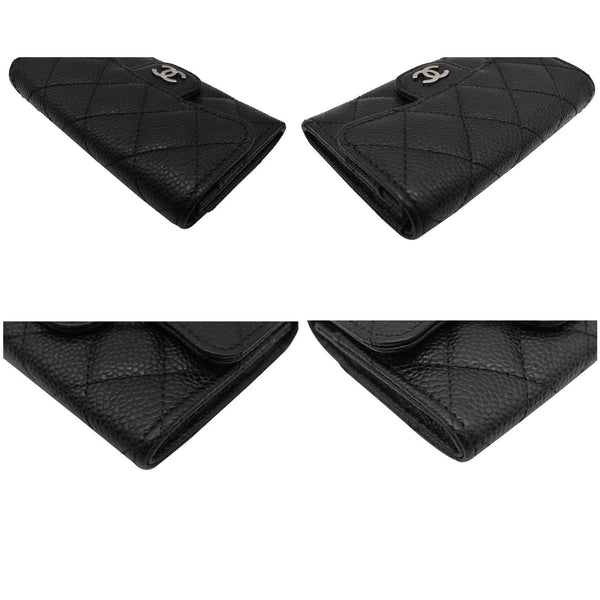 CHANEL CC Classic Small Flap Caviar Leather Card holder Black