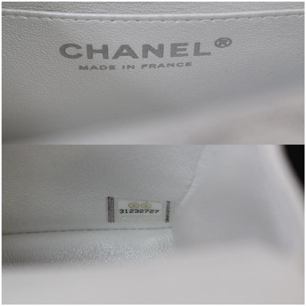 CHANEL Mini Top Handle Flap Caviar Leather Crossbody Bag White