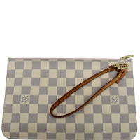 LOUIS VUITTON  Neverfull GM Damier Azur Pochette Wristlet Pouch White