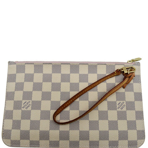 LOUIS VUITTON  Neverfull GM Damier Azur Pochette Wristlet Pouch White