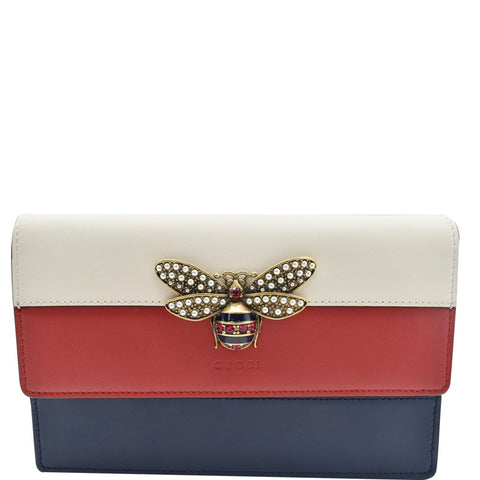 GUCCI Queen Margaret Leather Chain Wallet Red 476079