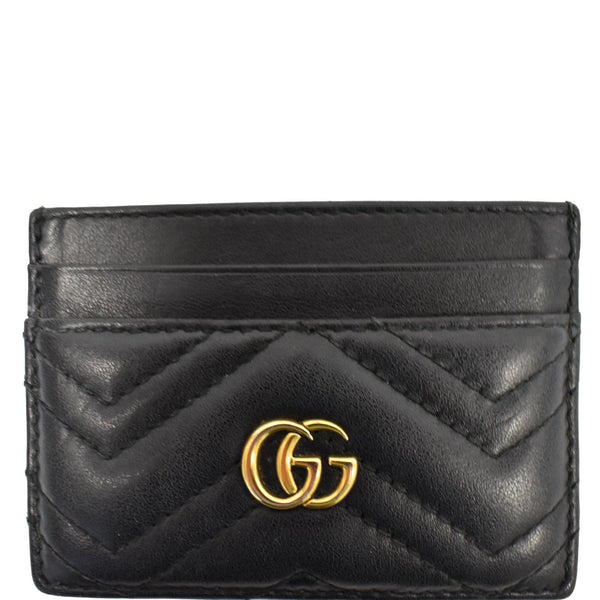 GUCCI GG Marmont Leather Card Case Black 443127