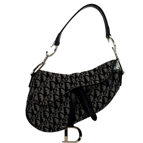 Christian Dior Saddle Oblique Jacquard Handbag Black