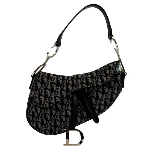 CHRISTIAN DIOR Saddle Oblique Jacquard Shoulder Bag Black - 15% OFF