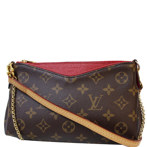 LOUIS VUITTON Pallas Monogram Canvas Clutch Crossbody Bag Brown