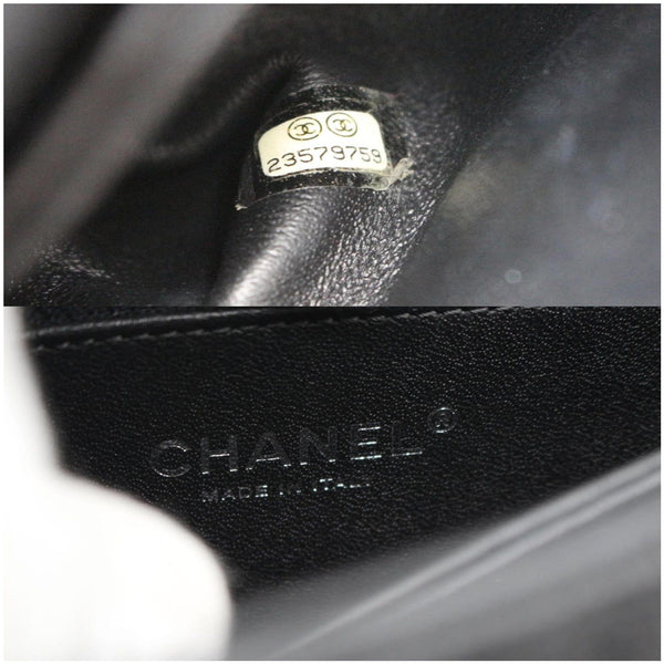 Chanel Coco Mini Top Lizard Handle Caviar Leather Bag inside view