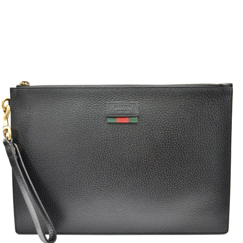 GUCCI Agora Web Leather Bag Black 428758
