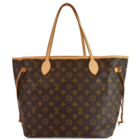 LOUIS VUITTON Neverfull MM Monogram Canvas Tote Shoulder Bag Brown