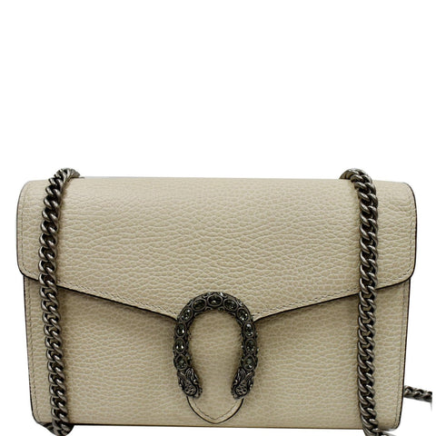 GUCCI Dionysus Mini Leather Chain Shoulder Bag Off White 401231