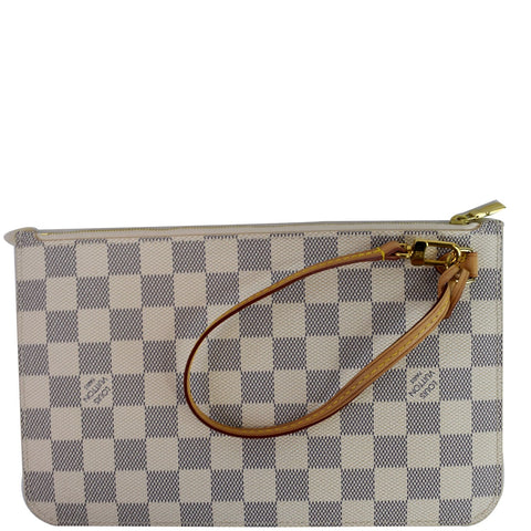 LOUIS VUITTON Pochette Wristlet Pouch Damier Azur Neverfull MM White