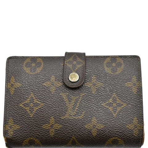 LOUIS VUITTON French Kisslock Monogram Canvas Wallet Brown