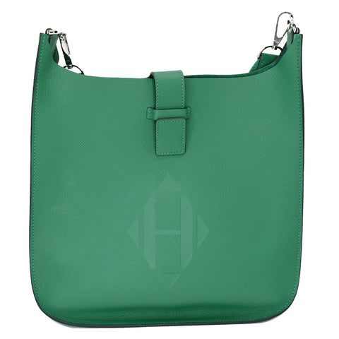 HERMES Evelyne Sellier 29 Epsom Leather Crossbody Bag Vert Vertigo