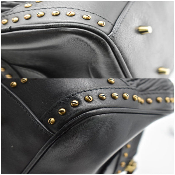 BURBERRY Studded Leather Satchel Bag Black