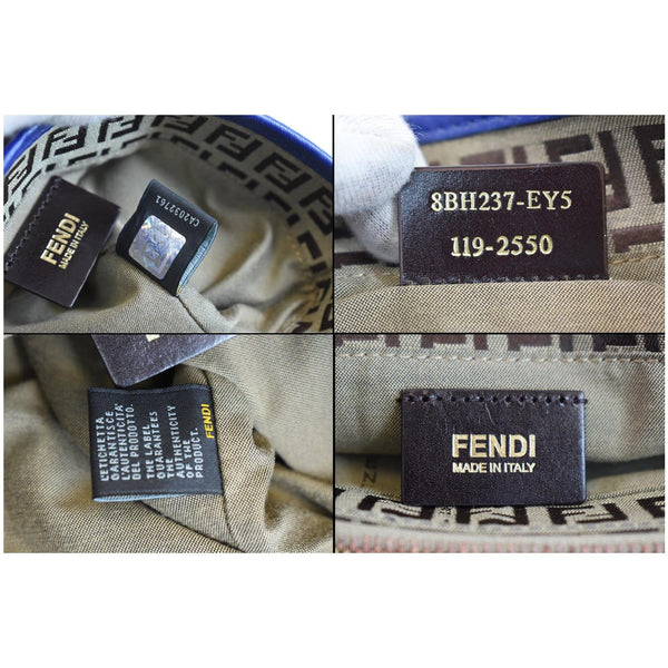 FENDI Zucchino Print Canvas Leather Tote Bag Blue/Brown