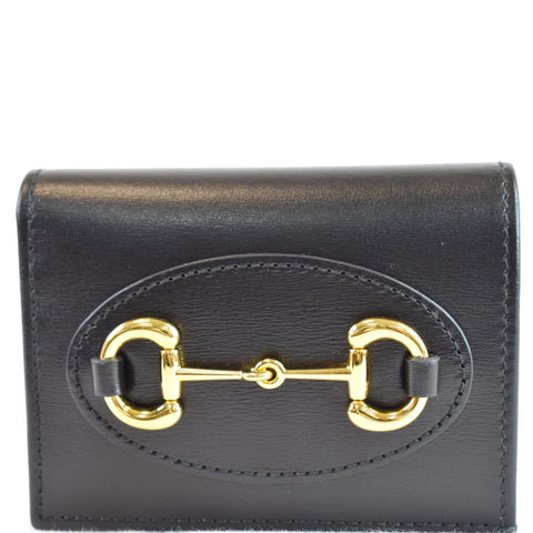 GUCCI Horsebit 1955 Card Case Wallet Black 621887