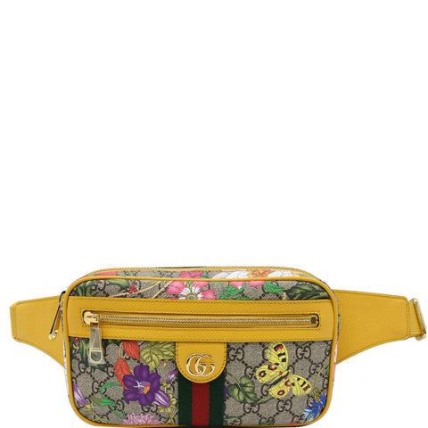 GUCCI Ophidia Flora GG Supreme Canvas Belt Messenger Bag Beige 574796