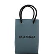 BALENCIAGA Leather Phone Holder Shopping Tote Shoulder Bag Sky Blue