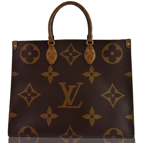 LOUIS VUITTON Onthego GM Reverse Monogram Giant Canvas Shoulder Bag Brown