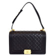 CHANEL New Medium Boy Flap Lambskin Leather Shoulder Bag Black