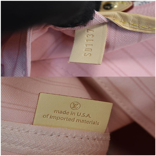 LOUIS VUITTON Neverfull MM Tahitienne Damier Azur Shoulder Bag Pink