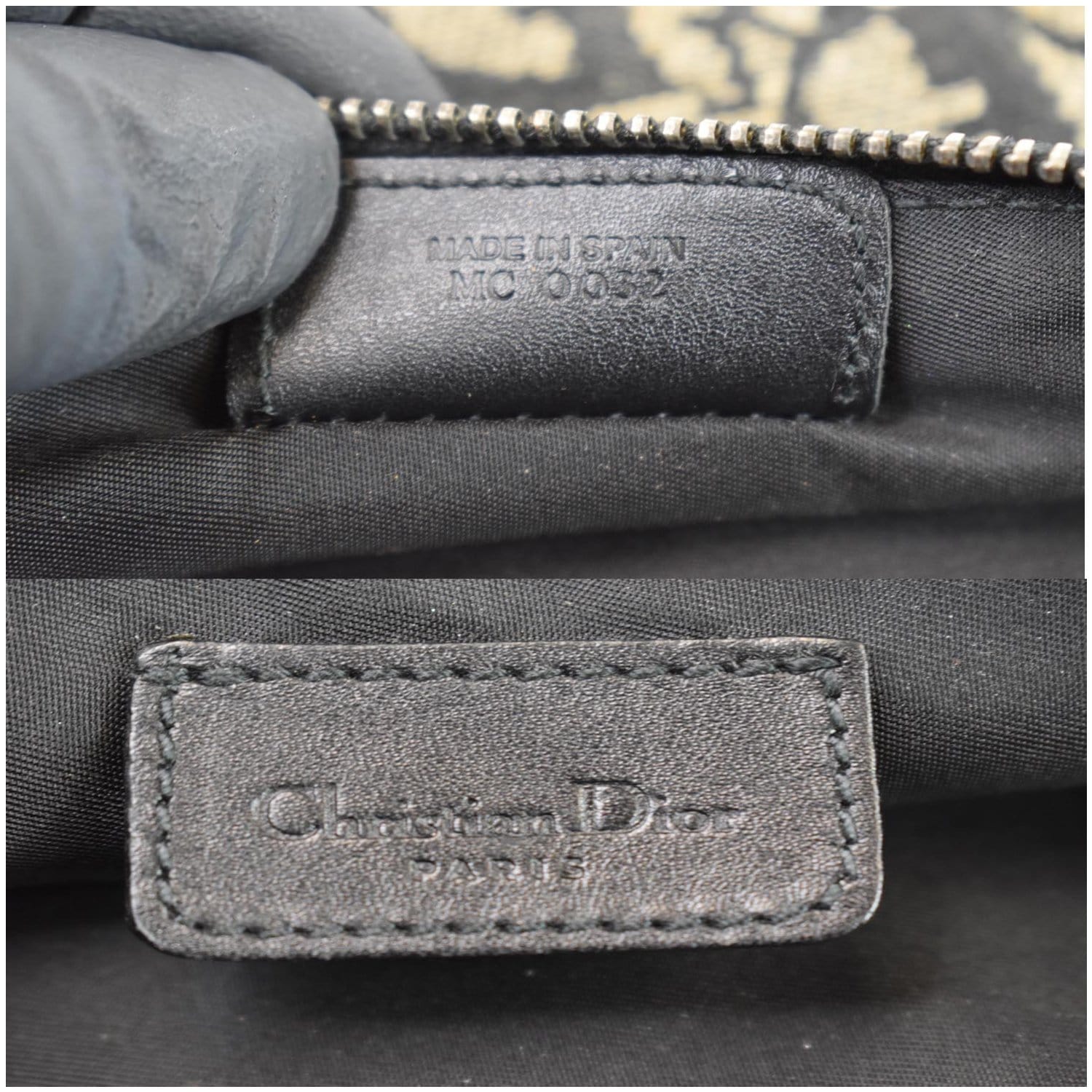 Christian Dior Black Oblique Canvas Leather Pochette Saddle