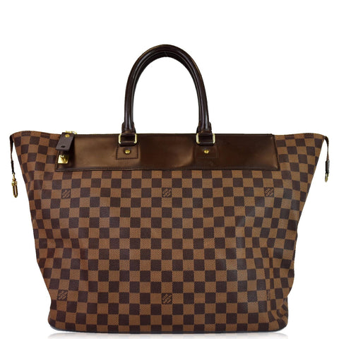 LOUIS VUITTON Greenwich PM Damier Ebene Travel Tote Bag Brown