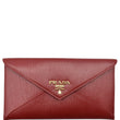 PRADA Envelope Leather Clutch Wallet Red