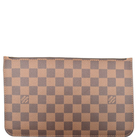 LOUIS VUITTON Neverfull MM Damier Ebene Pochette Wristlet Pouch Brown