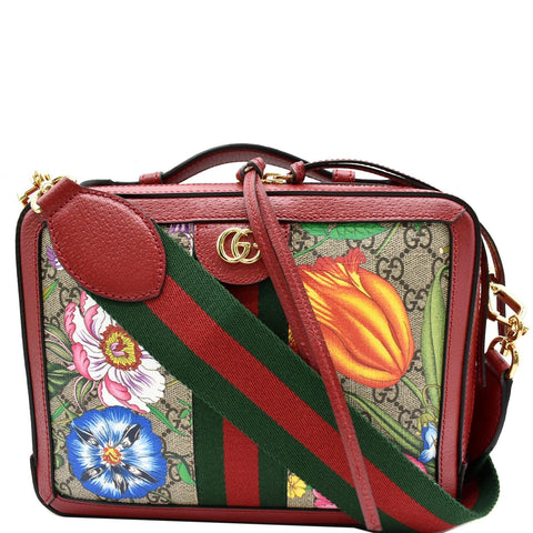 GUCCI Ophidia Flora Web Small Top Handle Shoulder Bag Red 550622