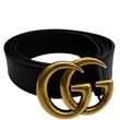 Preowned Gucci Double G Buckle Leather Belt Black - DDH