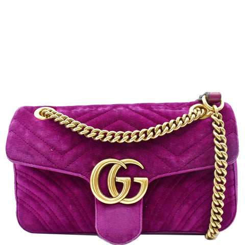 GUCCI GG Marmont Velvet Small Shoulder Bag Purple 443497