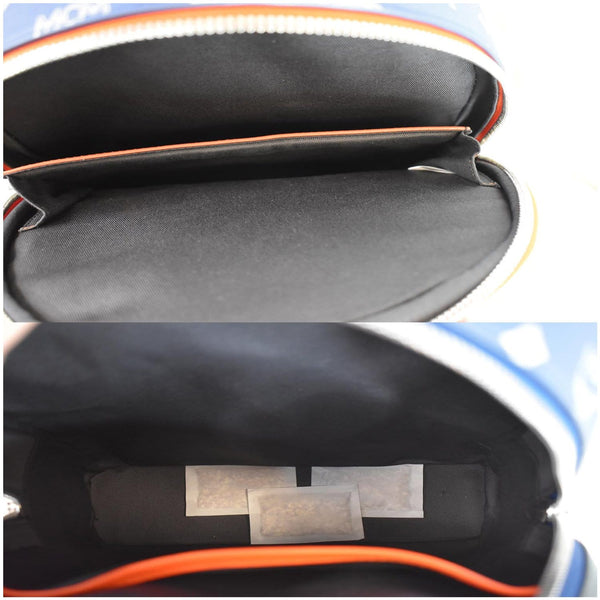 MCM Stark Estate Small Visetos Logo Leather Backpack Blue