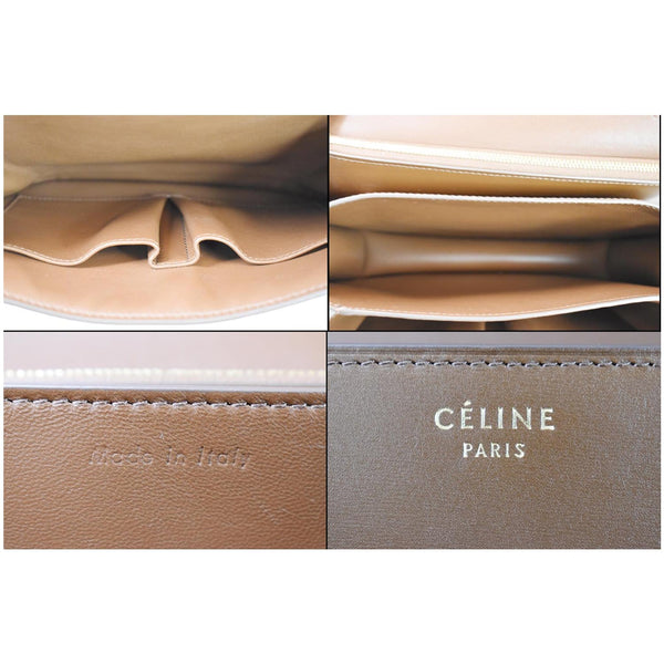CELINE Medium Classic Box Calfskin Flap Crossbody Bag Camel
