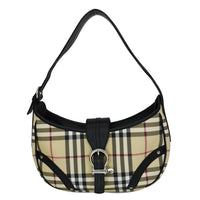 BURBERRY Buckle Small House Check Hobo Shoulder Bag Black