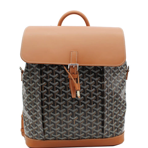 GOYARD Alpin MM Goyardine Canvas Leather Backpack Bag Tan