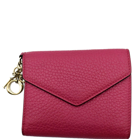 CHRISTIAN DIOR Diorissimo Compact Grained Leather Wallet Pink