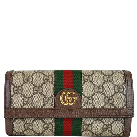 GUCCI Ophidia GG Continental Supreme Canvas Wallet Beige 523153