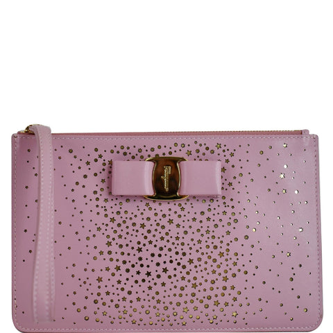 SALVATORE FERRAGAMO Vara Twinkle Wristlet Pouch Pink