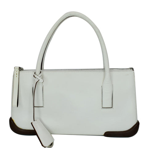 PRADA Leather Top Handle Bag White