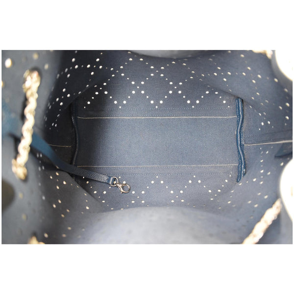 Chanel CC Drawstring Medium Perforated Caviar Bag bucket interior