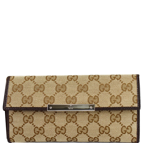 GUCCI GG Supreme Continental Flap Wallet Beige/Brown 112715