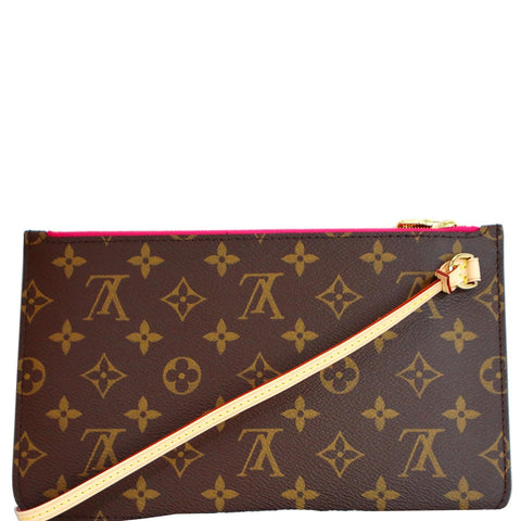 LOUIS VUITTON Pochette Wristlet Pouch Monogram Canvas Neverfull MM Fuchsia