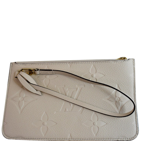 LOUIS VUITTON Empreinte Monogram Neverfull MM Pochette Wristlet Cream