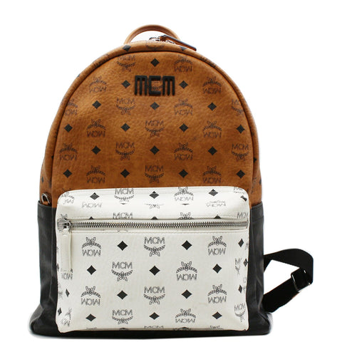 MCM Stark Visetos Mix Coated Canvas Backpack Bag Cognac- 10% OFF