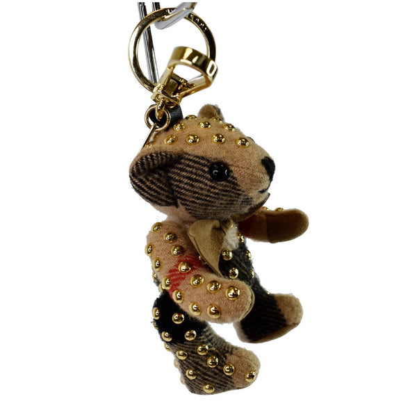 BURBERRY Thomas Bear Cashmere House Check Studded Keychain Camel Gold