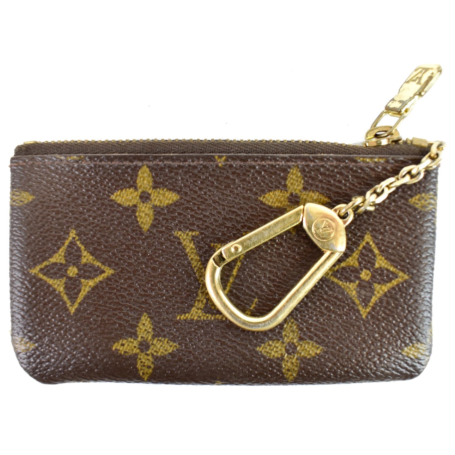 Louis Vuitton, Bags, Authentic Louis Vuitton Brown Monogram Key Chain Cle  Pouch Zipper Top