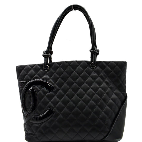 CHANEL Cambon Ligne Quilted Leather Large Tote Bag Black