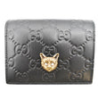 GUCCI Crystal Cat Guccissima Leather Card Case Wallet Black 548057