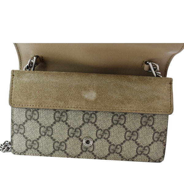 GUCCI Dionysus Super Mini GG Supreme Canvas Crossbody Bag Taupe 476432