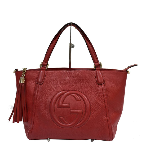 GUCCI Soho Leather Top Handle Shoulder Bag Red 369176